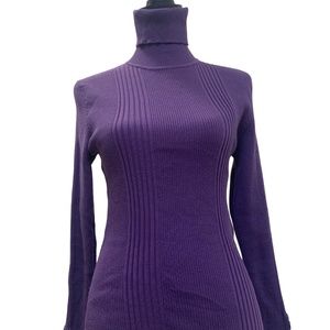 Questions by Say What | Purple Turtle Neck | Knitted Roll Neck Sweater | Size L
